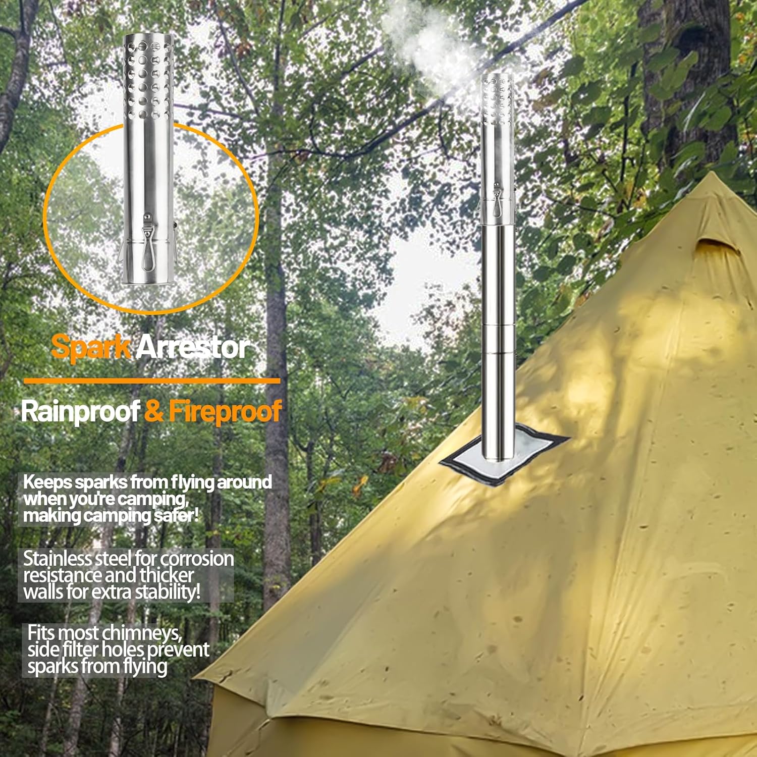 Hot Tent Stove Wood Stove, Small Wood Stove for Outdoor Heating and Cooking, Ice Fishing, Hunting