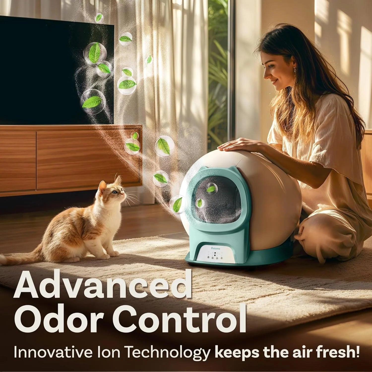 Self Cleaning Litter Box with Auto Safety Sensors for Multiple Cats - Automatic Cat Litter Box Self-Cleaning - Covered Odor Removal with APP Control - Compatible On All WiFi