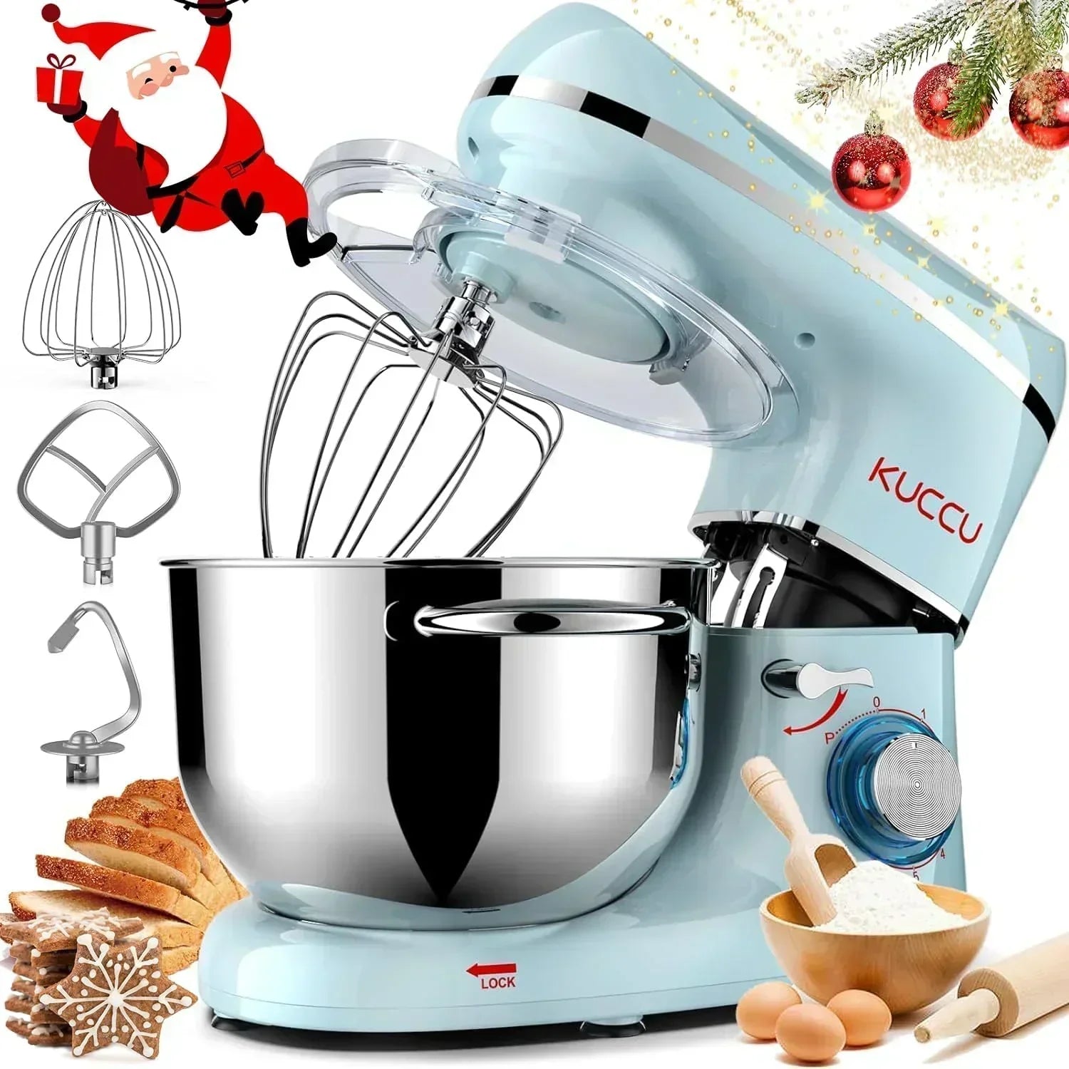 Stand Mixer 6.5 Qt 660W 6-Speed Tilt-Head Food Dough Mixer Kitchen Electric Mixer Stainless Steel