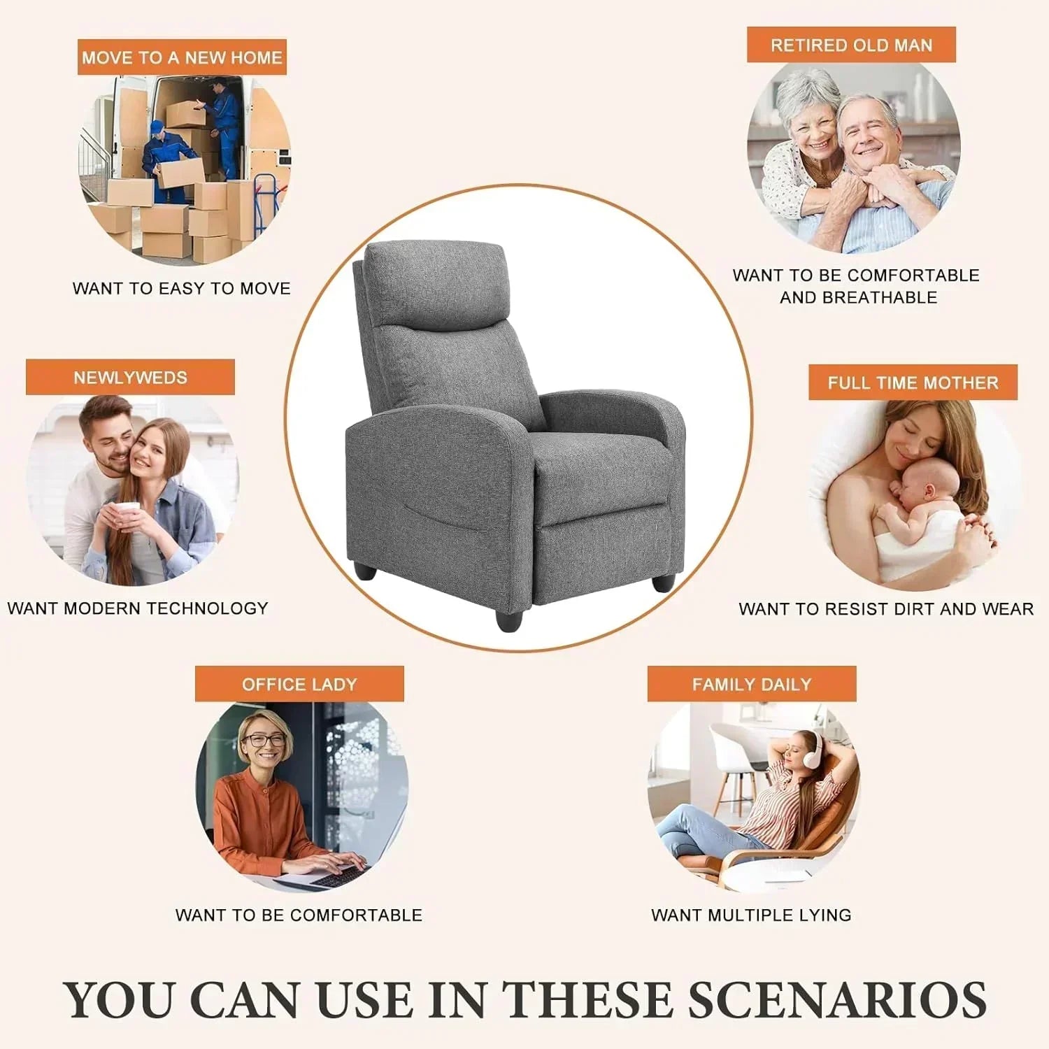 Sweetcrispy Massage Recliner Chair for Adults Adjustable Home Theater Seating