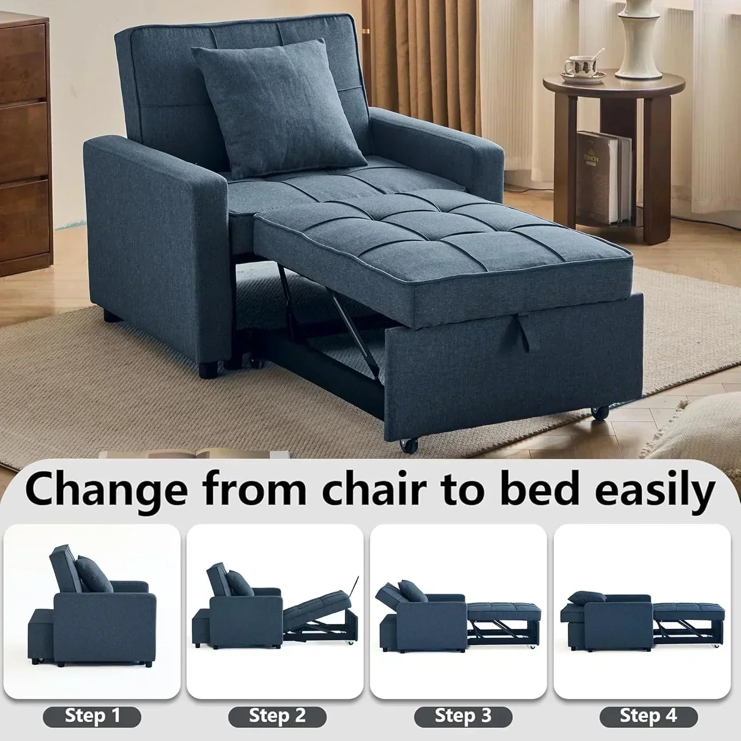 Sofa Bed Chair Convertible Sleeper Sofa with Pull-Out Bed