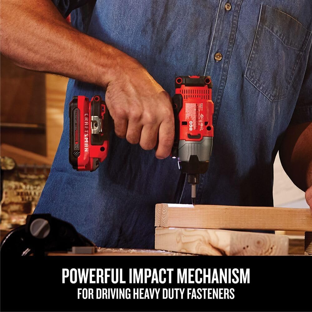 20V MAX Impact Driver Kit 1/4 Inch 2,800 RPM LED Work light Battery and Charger Included