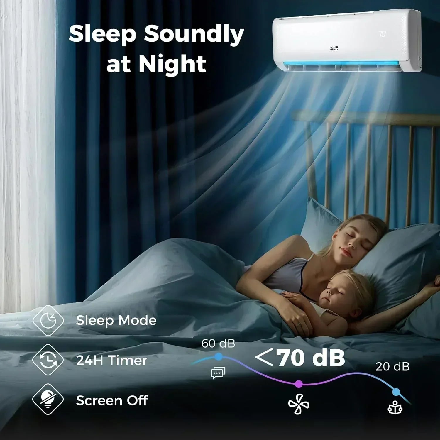 COSTWAY 12000BTU Mini Split Air Conditioner Heater 20 SEER2 115V Wall-Mounted Ductless
