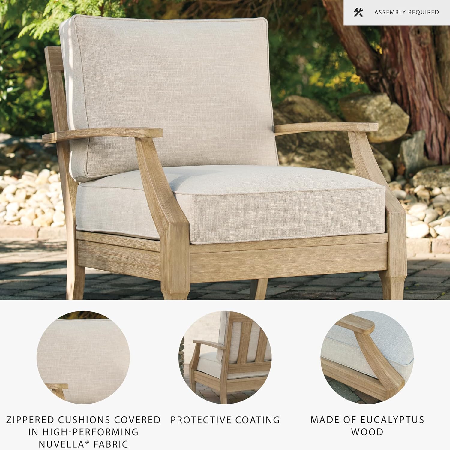 Coastal view outdoor terrace eucalyptus sofa