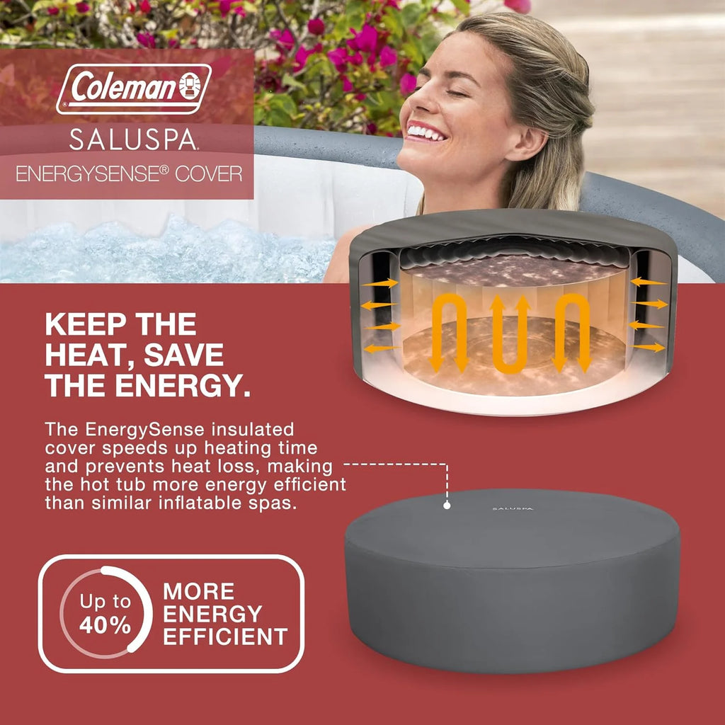 Bestway Palm Springs 4 to 6 Person EnergySense Smart AirJet Plus Inflatable Hot Tub Outdoor Spa with 140 AirJets and Insulated Cover
