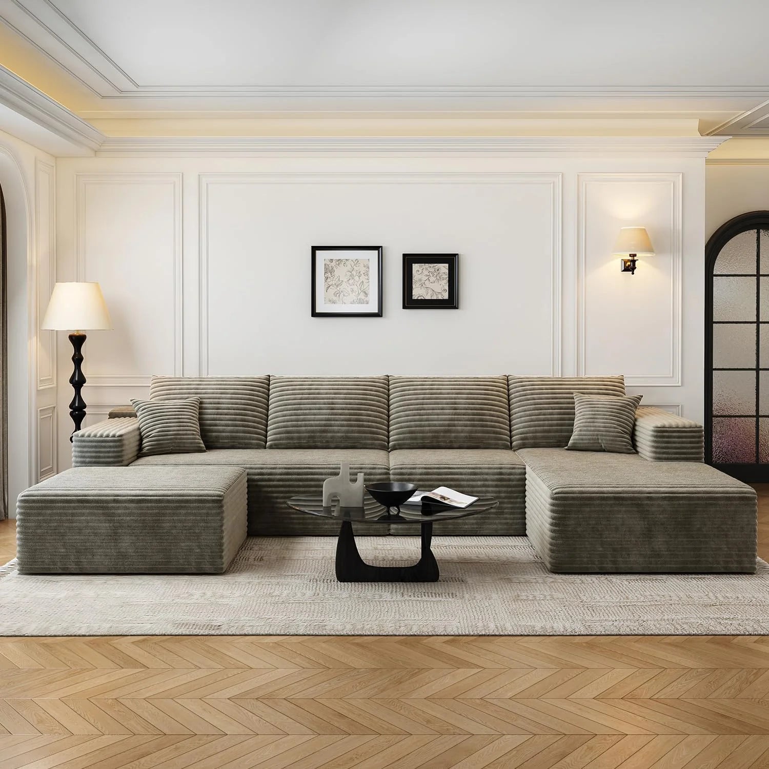 107.5 Cloud Modular Sectional Sofa Couch with L-Shape Chaise,Modern Minimalist Upholstered Couches