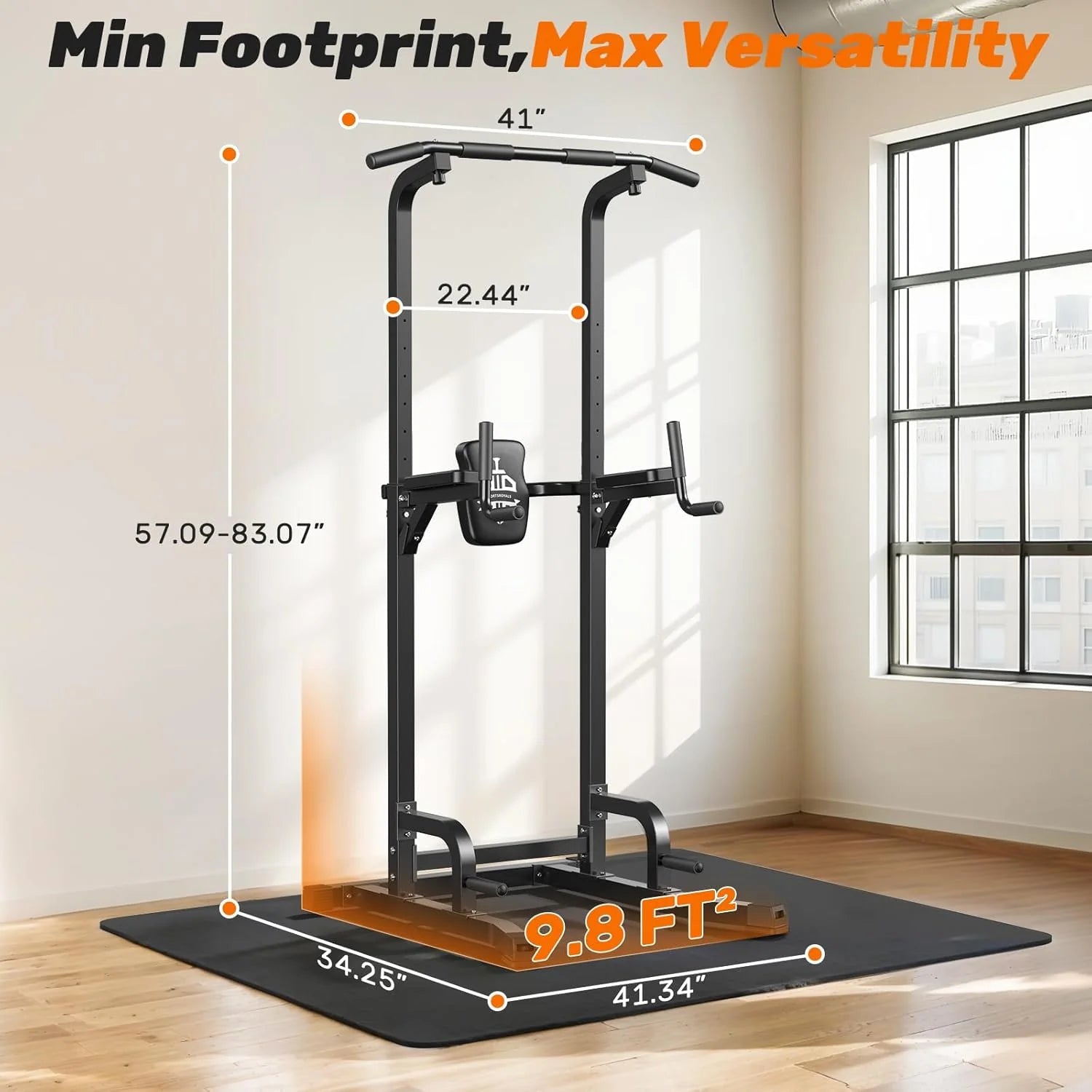Sportsroyals Power Tower Pulp Up Bar Station, 450 lbs stable suspended immersion tilt station