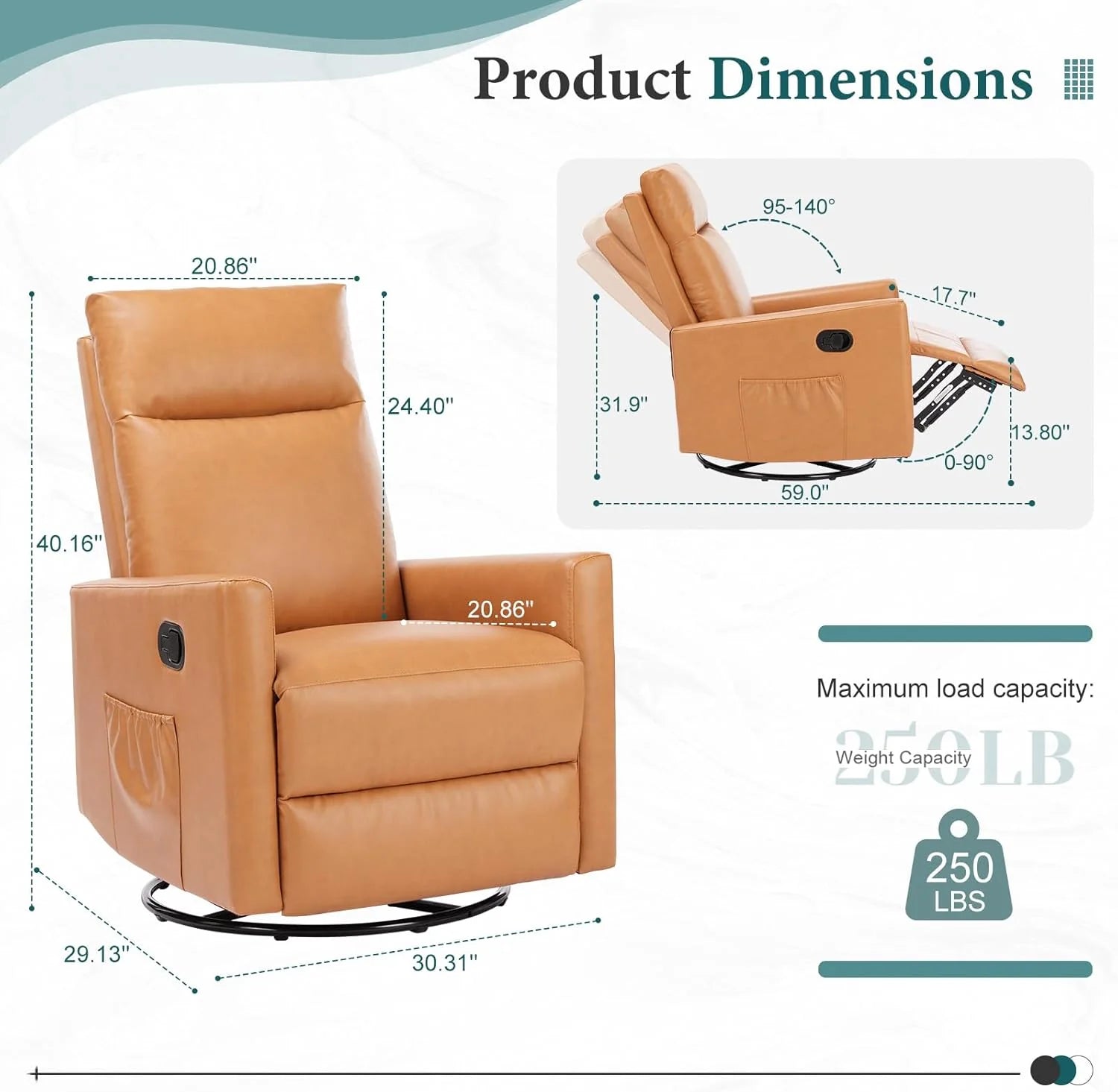 DUMOS Recliner Chair for Adults, Massage Reclining Chair for Living Room, Adjustable Home Theater Seating Single Sofa with Padded Seat Backrest and Footrest, Linen, Grey