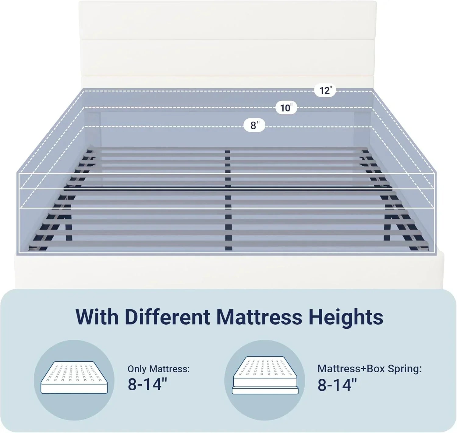 Allewie King size platform bed frame with velvet upholstered headboard and planks