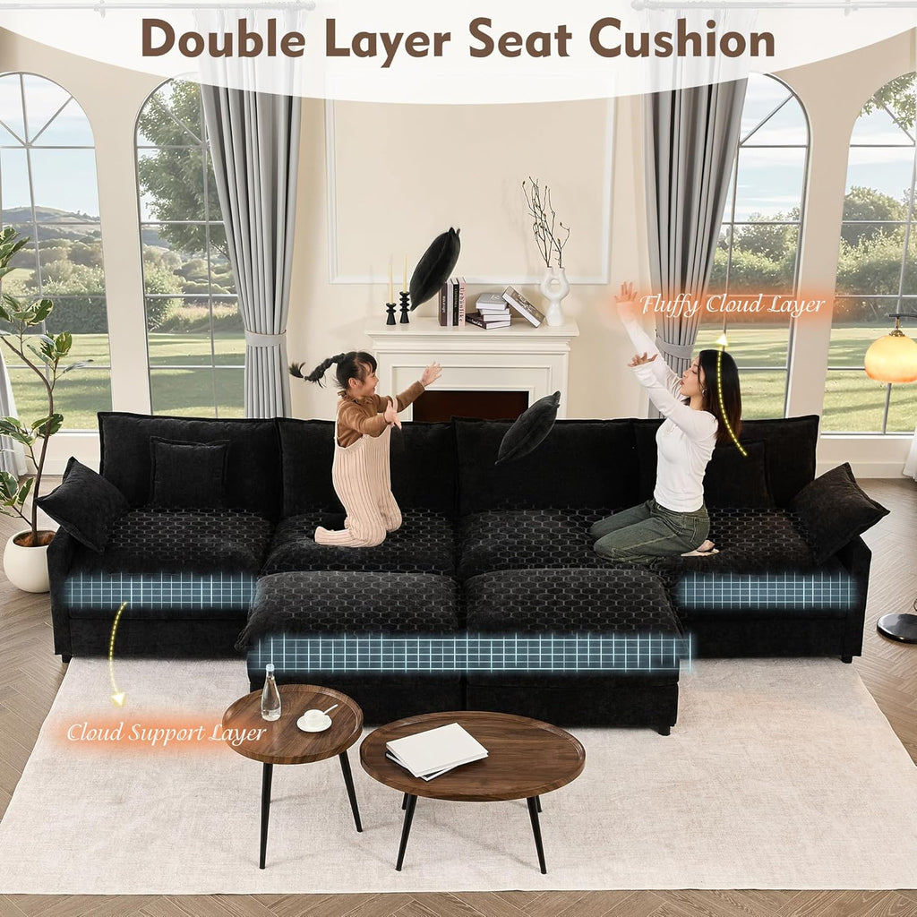 108 Inch U Shape Sofa Sectional Sofa Comfortable Cloud Sofa Living Room Deep Seat Sofa