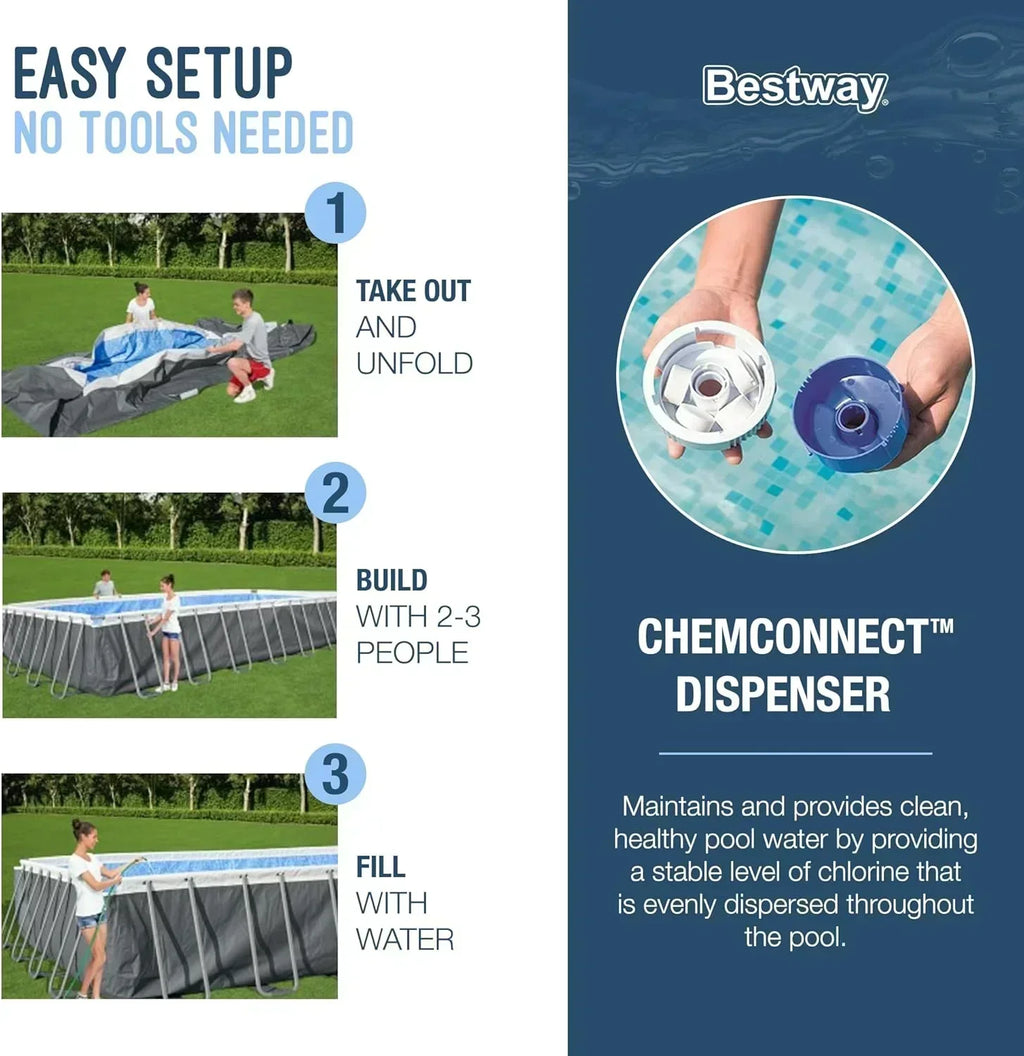 Power Steel 14' x 8'2 x 39.5 Oval Above Ground Pool Set Includes 530gal Filter Pump Ladder