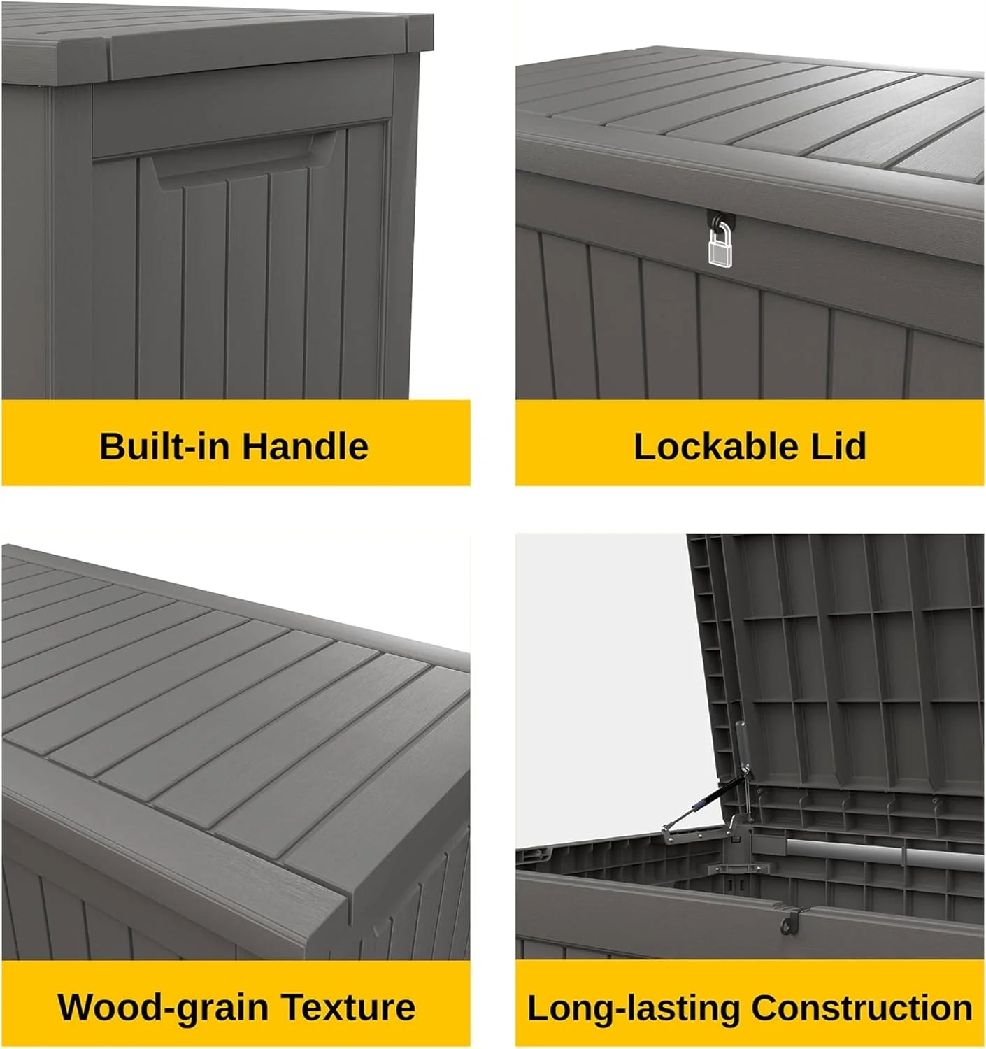 EAST OAK Outdoor Storage Box, 60 Gallon Deck Box Indoor and Outdoor Use, Waterproof Resin Storage Bin