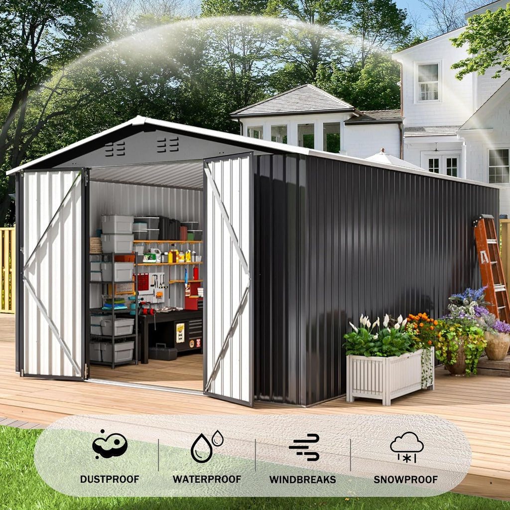 polar aurora 8x12 ft outdoor storage shed metal garden shed frame structure tool sheds