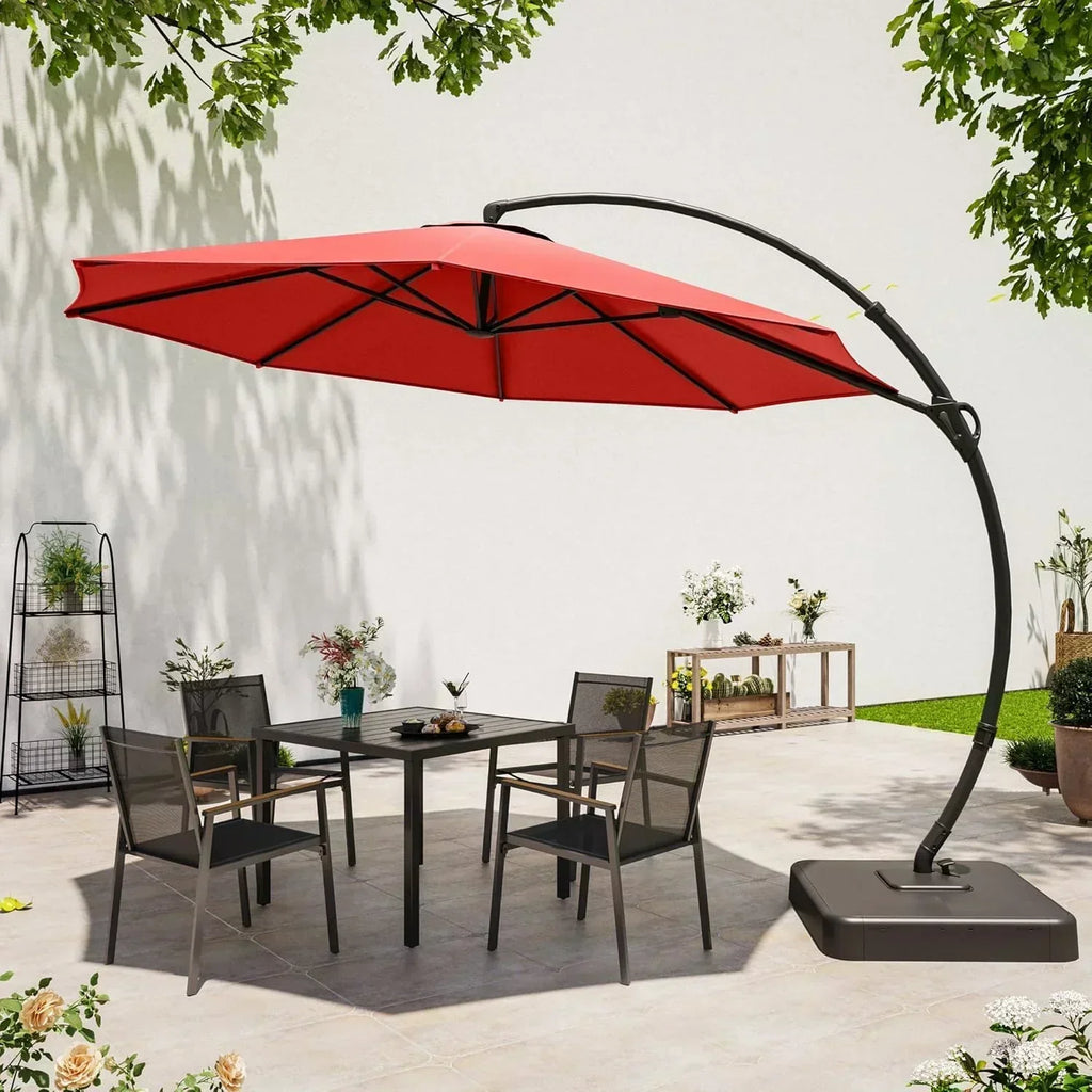 LAUSAINT HOME Outdoor Patio Umbrella with Base included 11 FT Deluxe Curvy Cantilever Umbrella