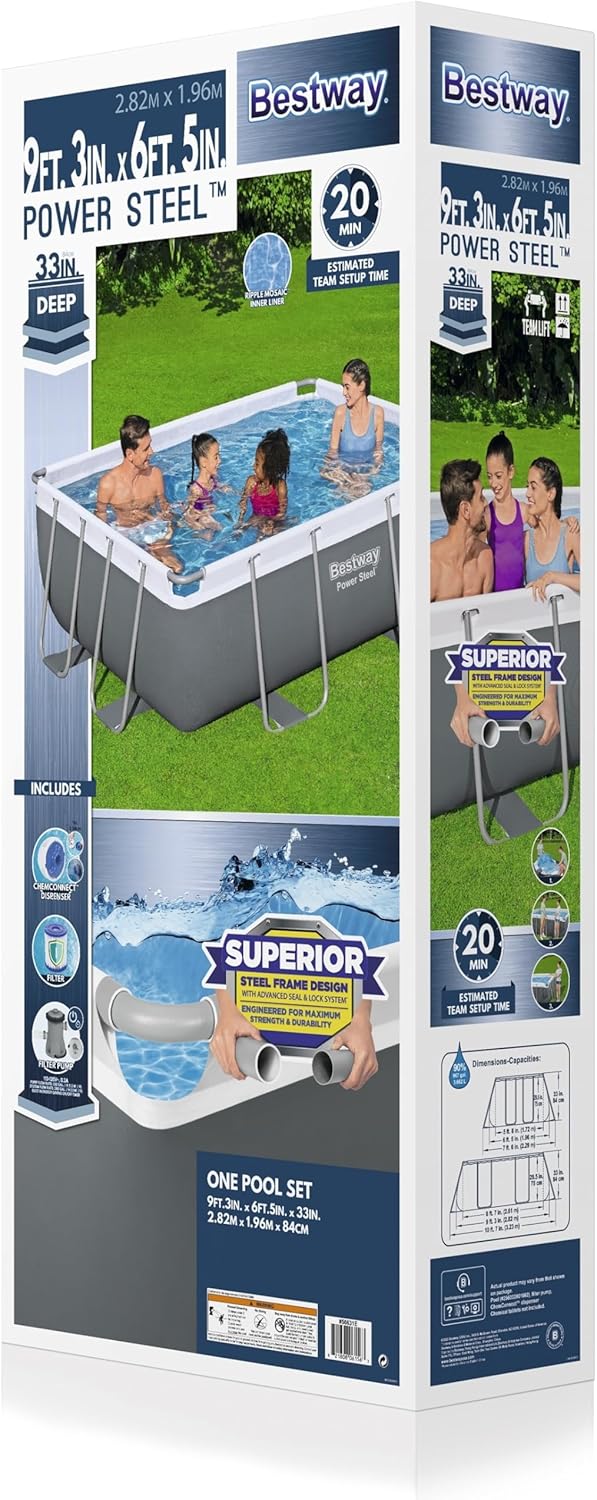 Power Steel 14' x 8'2 x 39.5 Oval Above Ground Pool Set Includes 530gal Filter Pump Ladder