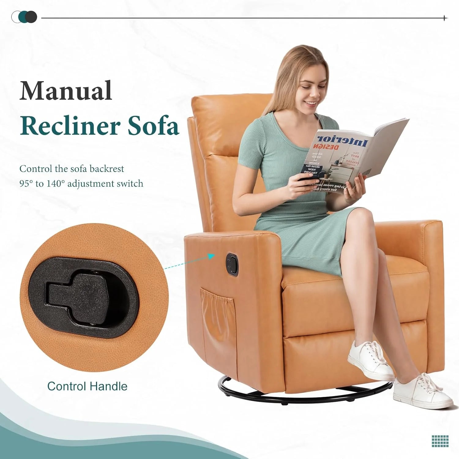 DUMOS Recliner Chair for Adults, Massage Reclining Chair for Living Room, Adjustable Home Theater Seating Single Sofa with Padded Seat Backrest and Footrest, Linen, Grey