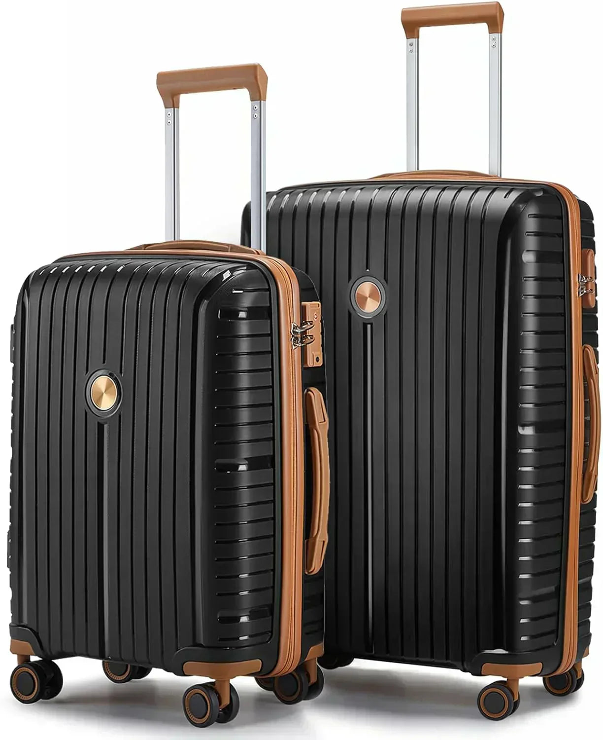 5-piece PP hardshell lightweight travel carry-on luggage set with dual spinner wheels