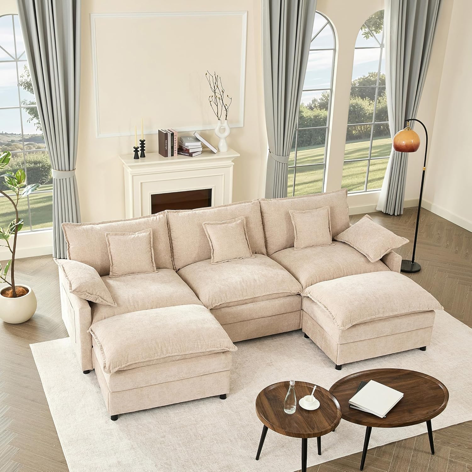 108 U-shaped sofa modular sofa three-seater comfortable cloud sofa